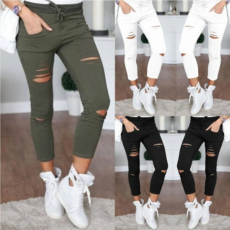 Chic Ripped Jeans & Pencil Leggings for Women – Must-Have Fashion