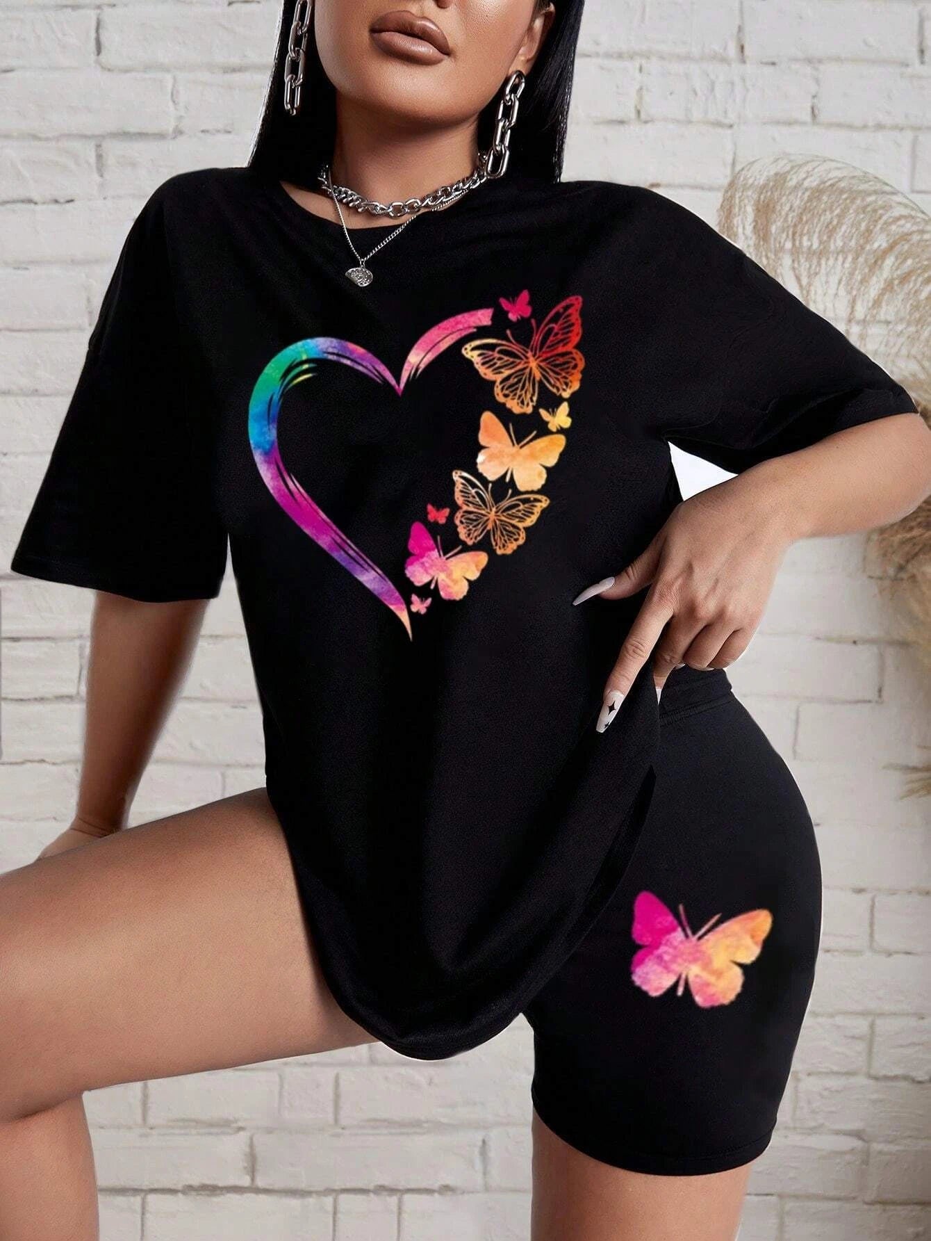 Stay Stylish and Comfortable with Love Strung Together Butterflies T-Shirt & short