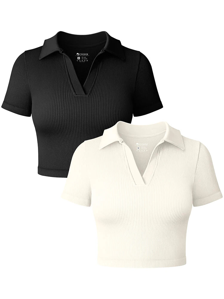 Chic Casual Polo Shirt: Short-Sleeved, Sexy Fit for Sports Enthusiasts