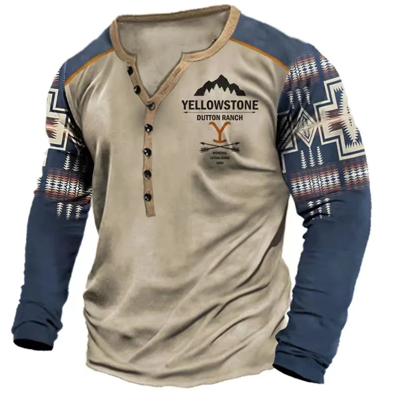 Stylish and Comfortable Vintage Men's Long Sleeve T-Shirt for Everyday Wear