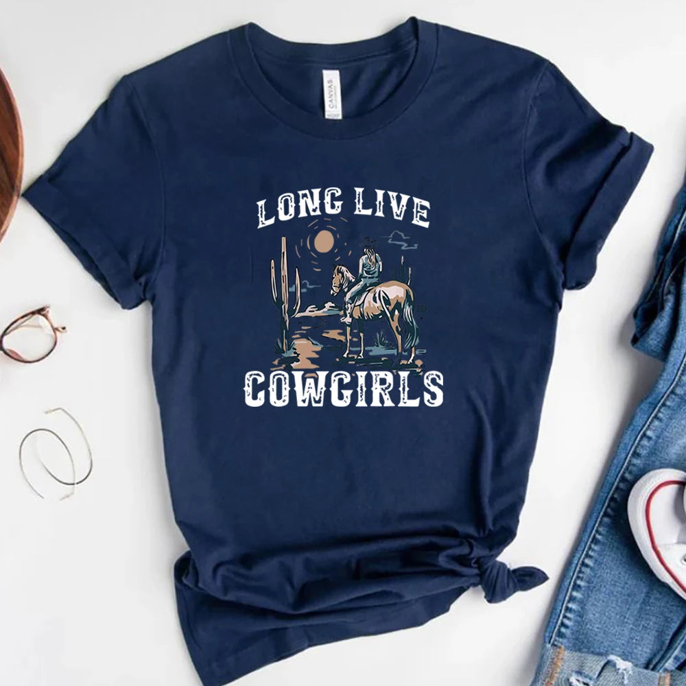 Long Live Cowgirls T-Shirt: Vintage Western Desert Style for Adventurers