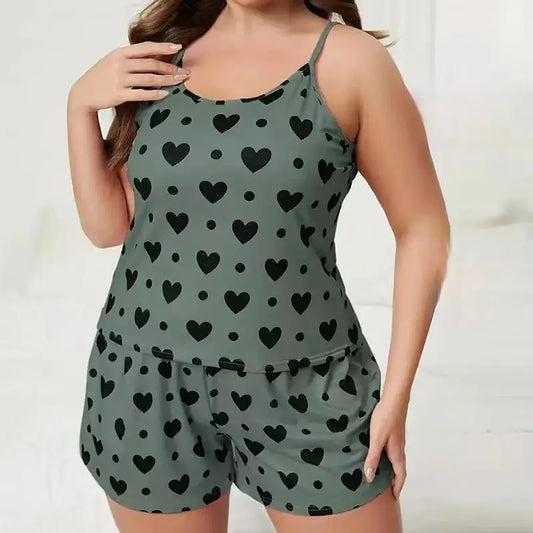 Stylish Plus-Size Pajama Set: Cozy Camisole and Short Combination