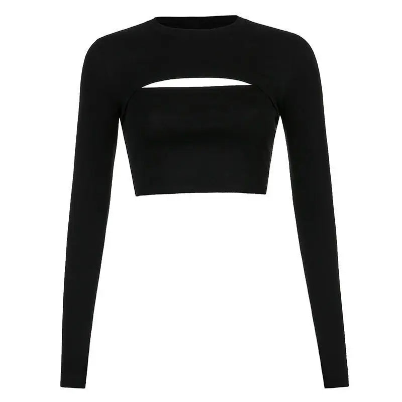 Chic Slim Fit Long Sleeve Crop - Sexy O-Neck Style