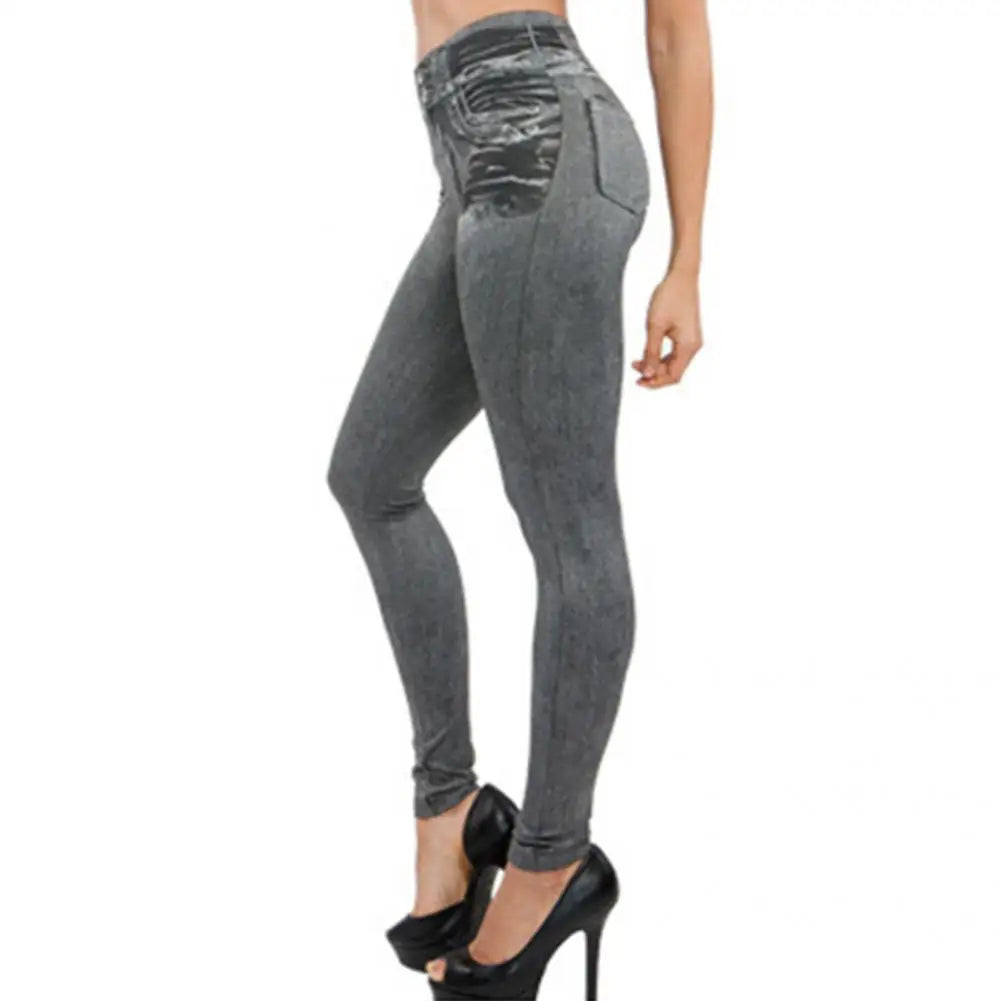 Stretchy, Skin-Friendly, Soft High Waist Jeans with Multiple Pockets