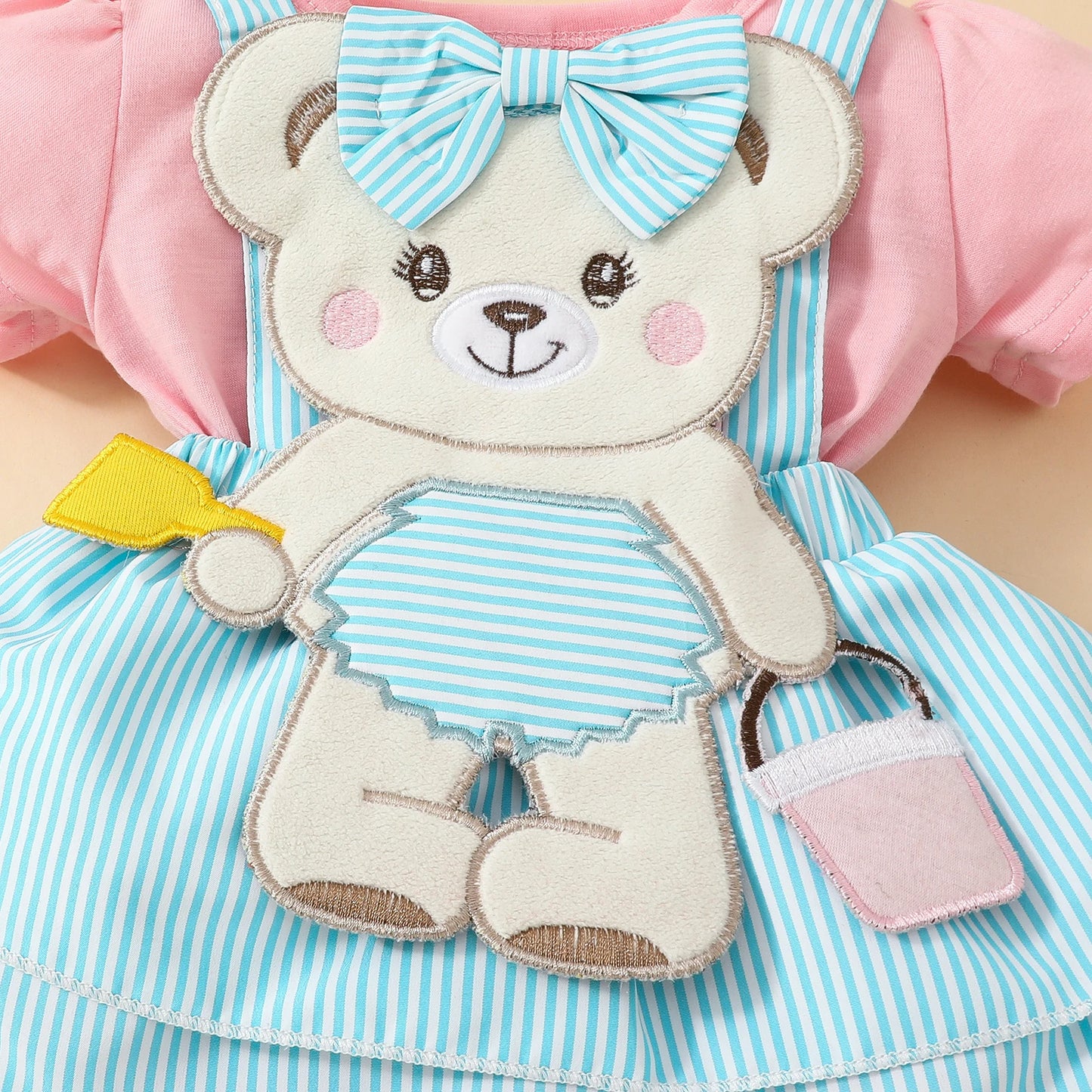 Charming Baby Girl Bear Outfit: Skirt Set and Bow Headband