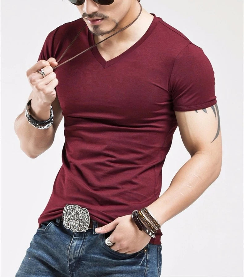 Stay Cool and Comfortable with Stylish V-Neck Fitness T-Shirts