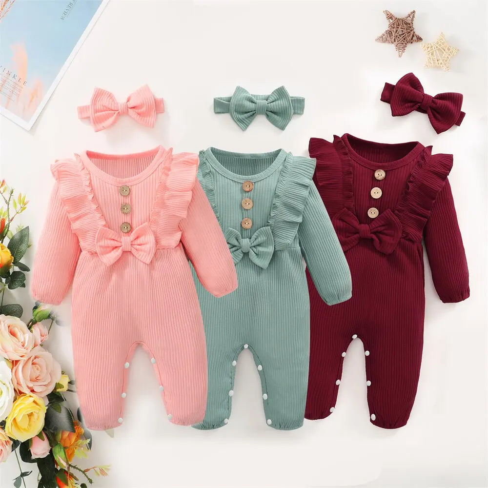 Adorable Baby Girl Romper with Headband: Perfect for Any Occasion!