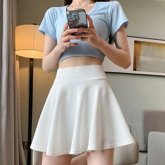 Stylish High Waist Mini Skirt for Women: Elastic and Pleated