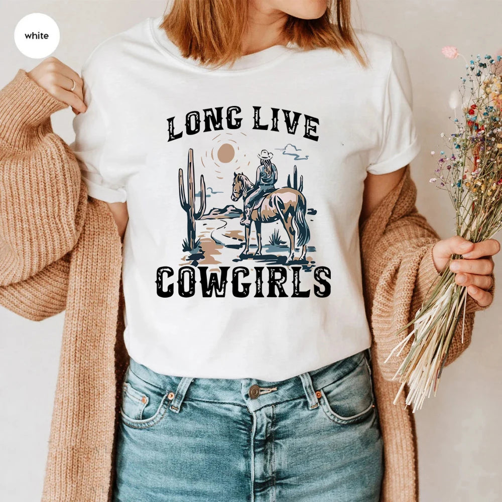 Long Live Cowgirls T-Shirt: Vintage Western Desert Style for Adventurers