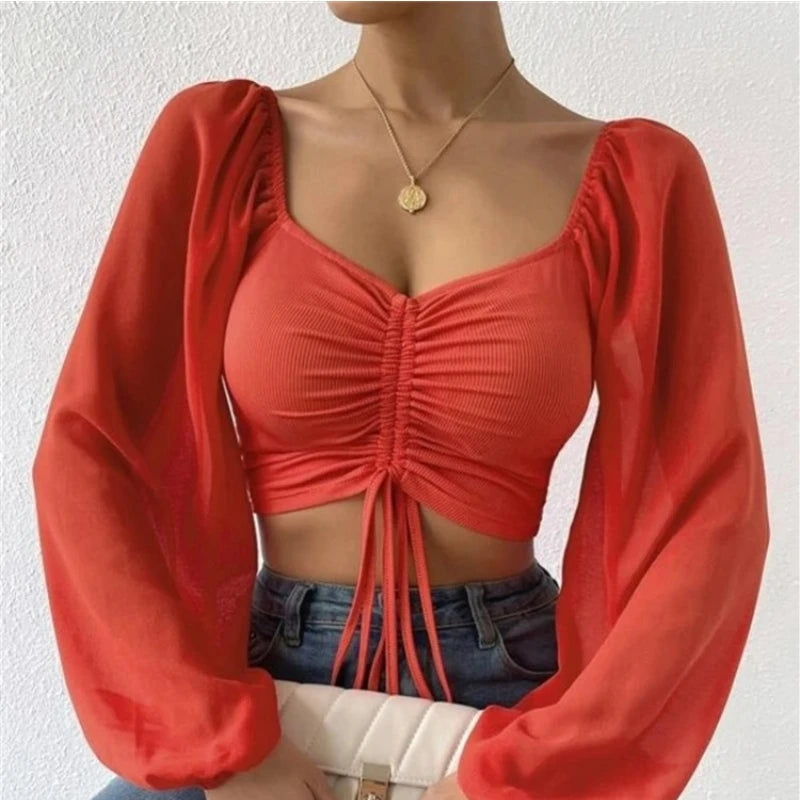 Chic Drawstring Wrap T-Shirt: Flaunt Your Midriff with Confidence