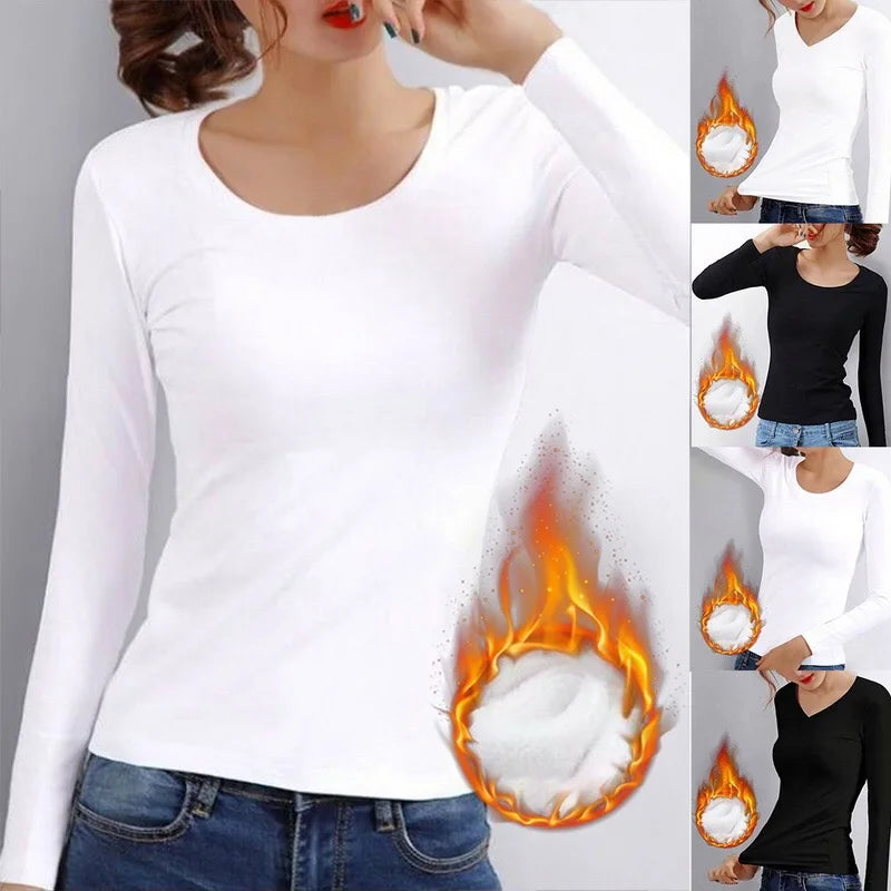 Trendy Spring Women’s O-Neck Long Sleeve Cropped Bottoming Shirt