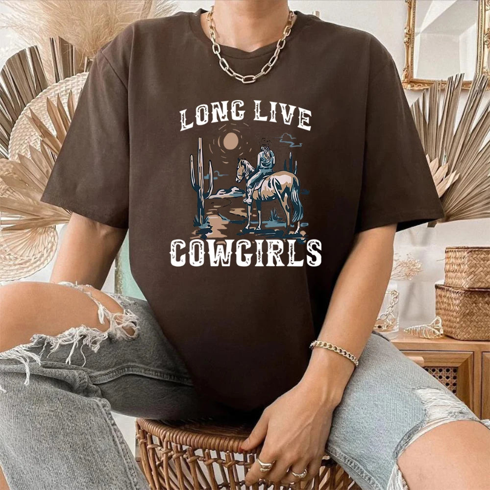 Long Live Cowgirls T-Shirt: Vintage Western Desert Style for Adventurers