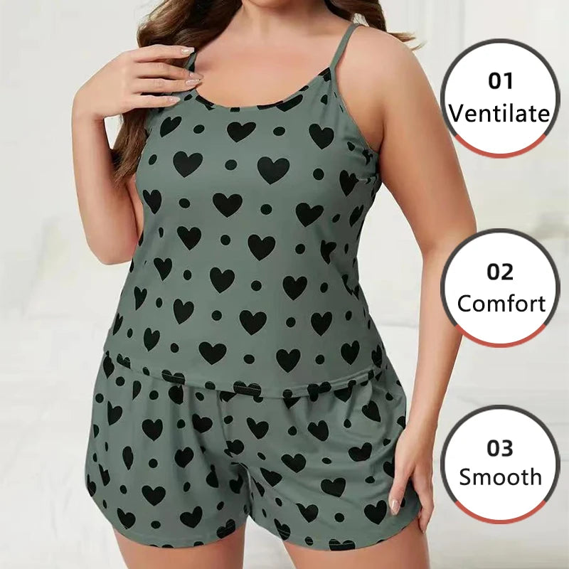 Stylish Plus-Size Pajama Set: Cozy Camisole and Short Combination