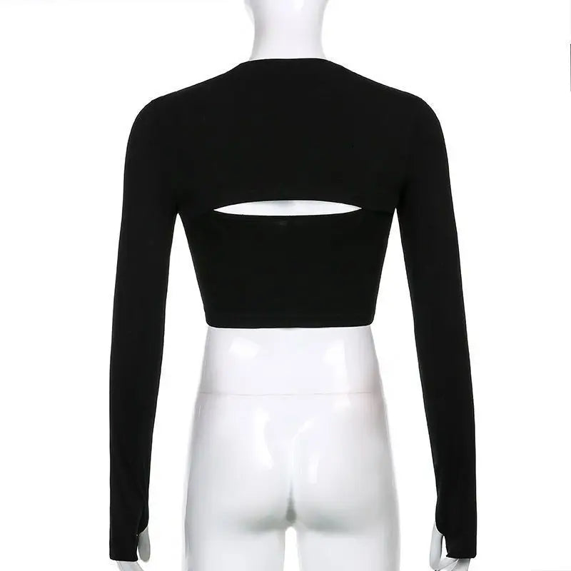 Chic Slim Fit Long Sleeve Crop - Sexy O-Neck Style