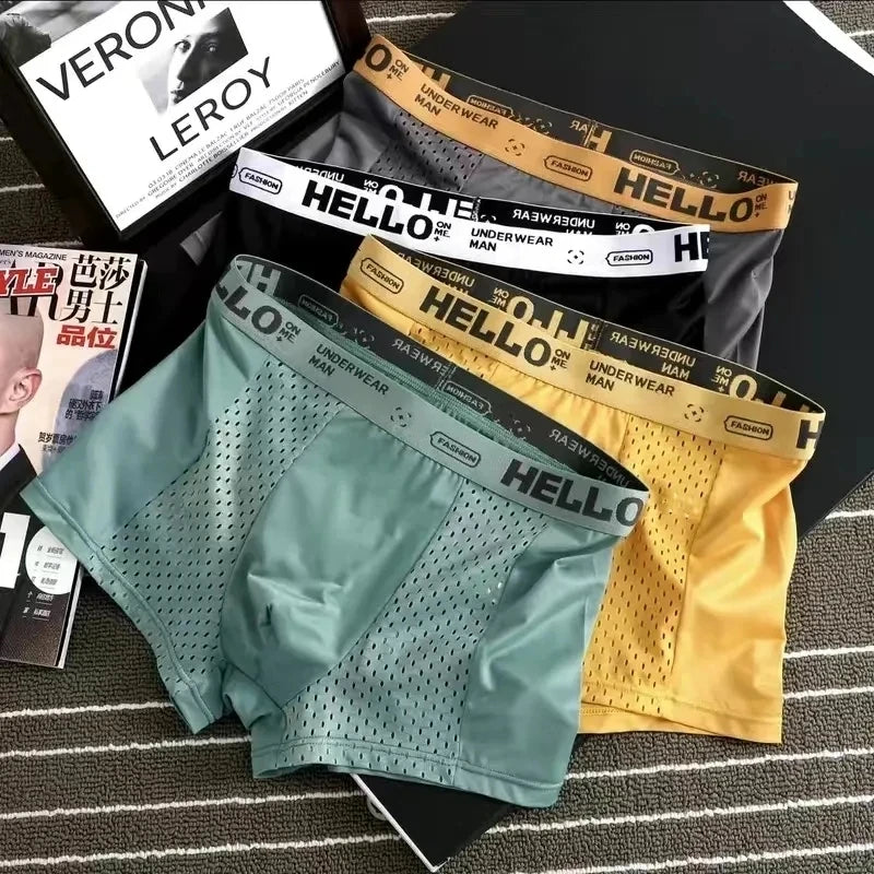 4 PCS Men's Ice Silk Breathable Panties: Cool, Sexy Boxers