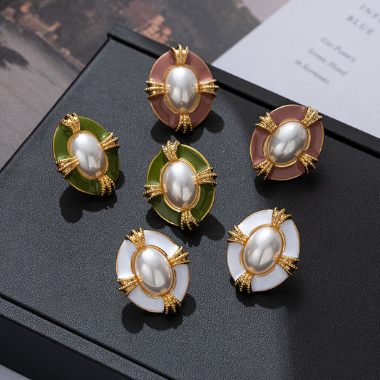 Enchanting Enamel Dripping Vintage Pearl Earrings for Chic Everyday Wear