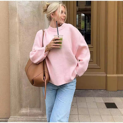 Fashion Loose Long Sleeve Sweater Offers Comfort and Style.