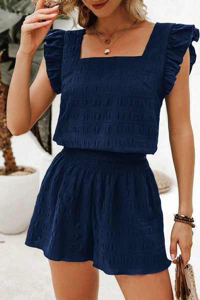 Chic shirred high waist short set perfect for women