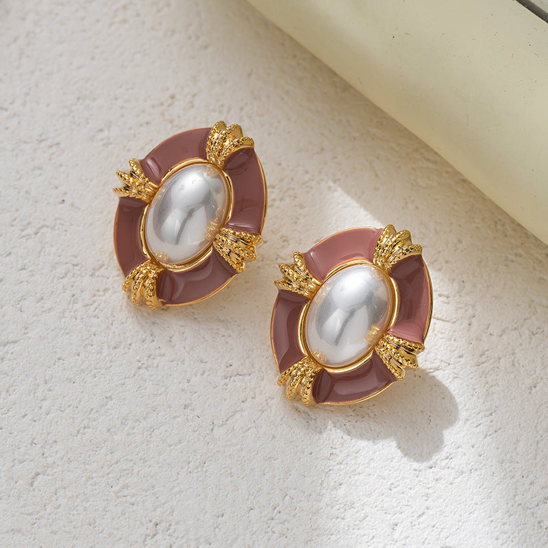 Enchanting Enamel Dripping Vintage Pearl Earrings for Chic Everyday Wear