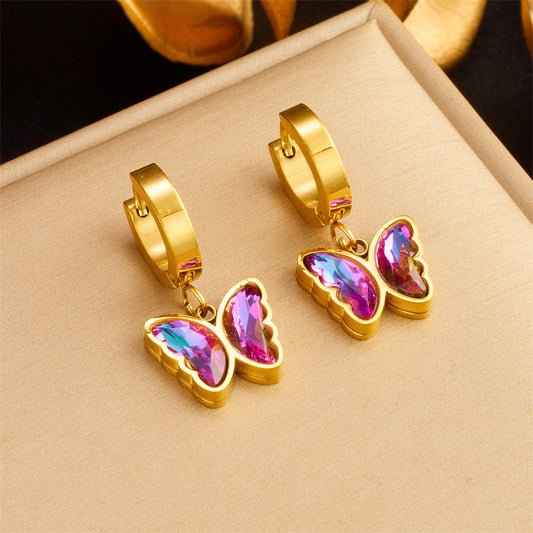 Gorgeous Purple Rhinestone Butterfly Earrings: Elevate Your Vintage Fashion Style