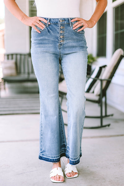 High Waist Distressed Flared Jeans for Stylish Comfort