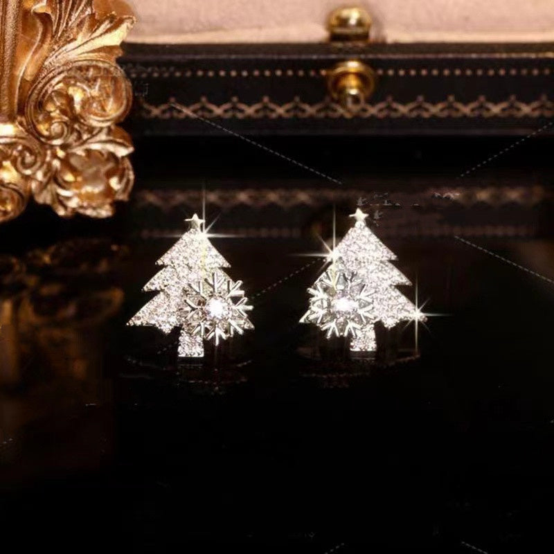 Shiny Rhinestone Snowflake Stud Earrings: Perfect Holiday Gift for Christmas!