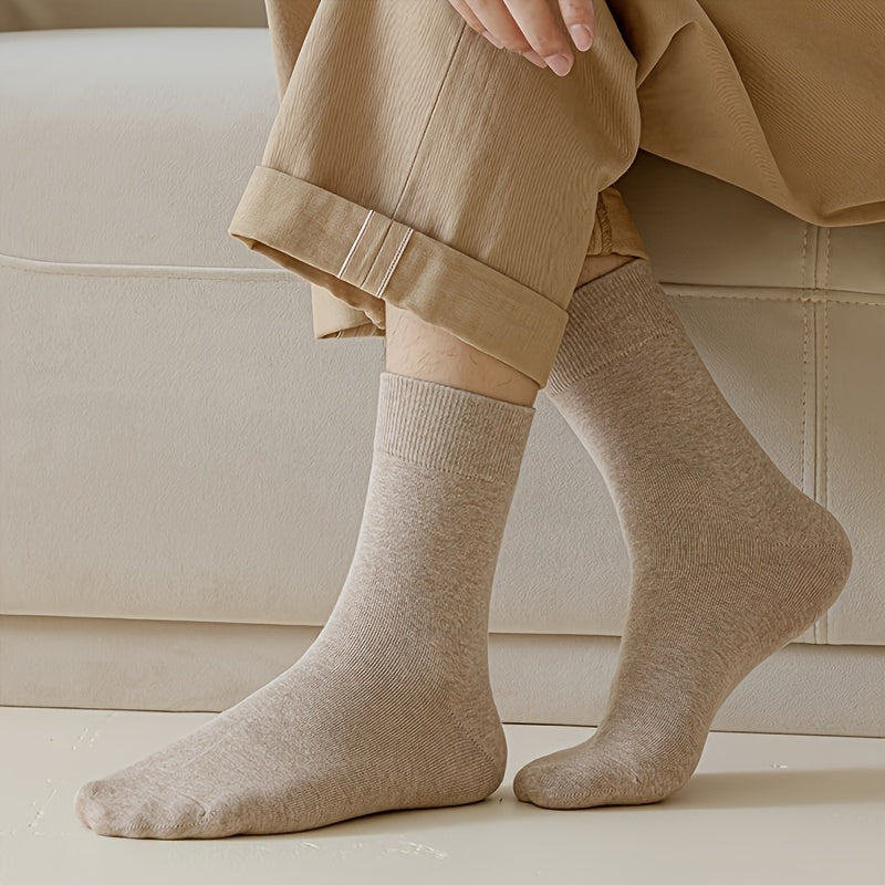 6 Pairs Mid-Calf Cotton Men's Socks: Perfect Fit for All Seasons