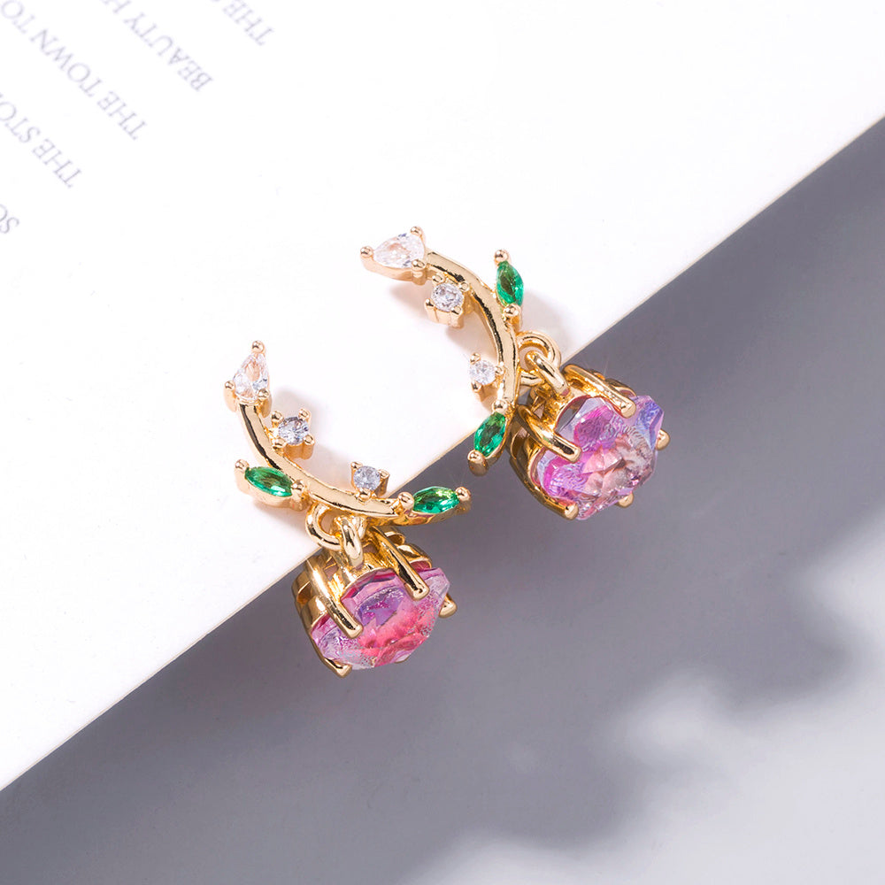 Enhance Elegance: Plum Blossom Zircon Leaf Earrings Add Sparkle & Grace