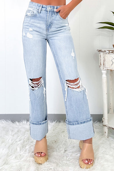 Stylish denim straight jeans for women with casual comfort.