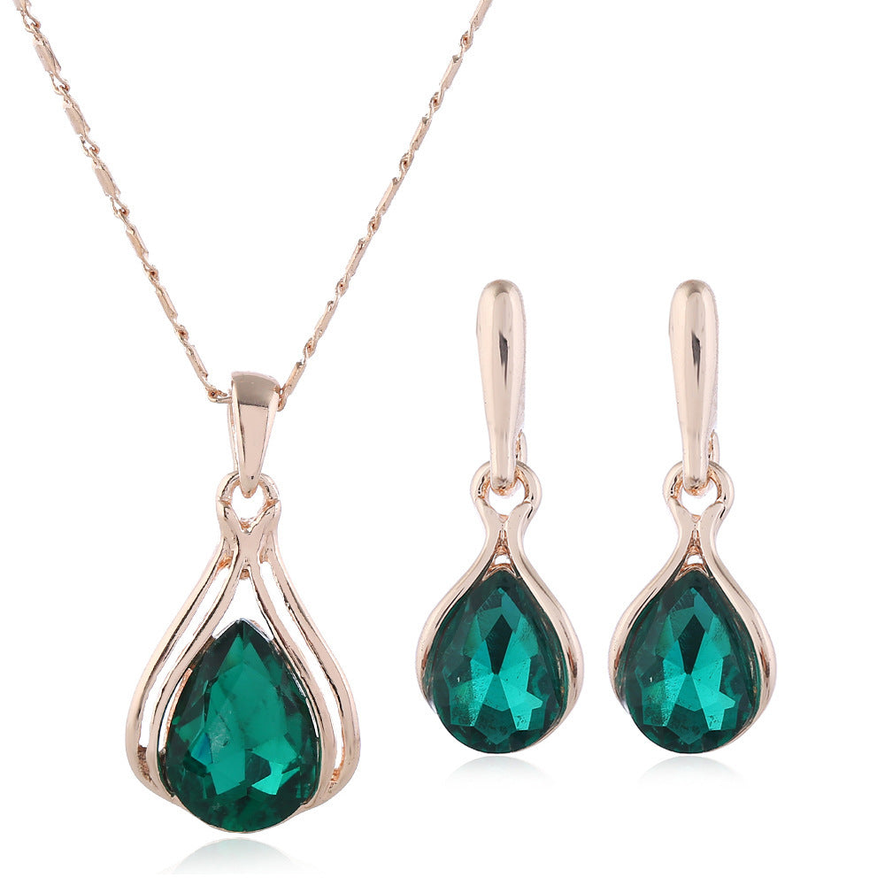 Elegant Alloy Water Drop Necklace Earring Set: Enhance Your Style Effortlessly