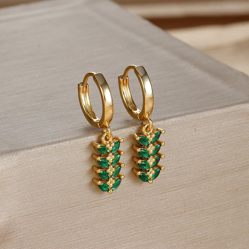 Chic and Versatile: Leaf-Shaped Zircon Wheat Earrings for Every Occasion