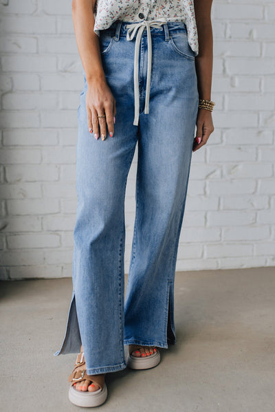 Comfortable Casual Jeans for Women with Trendy Slit Detail