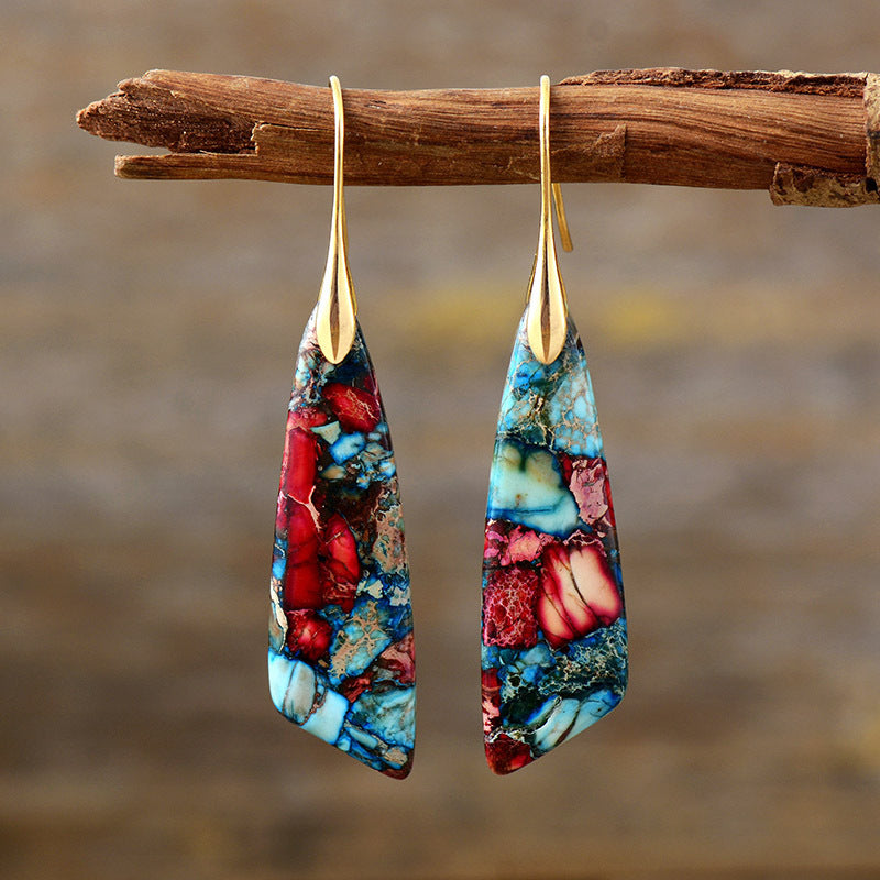 Stylish Bohemian Emperor Stone Geometric Pendant Earrings: Elevate Your Everyday Look