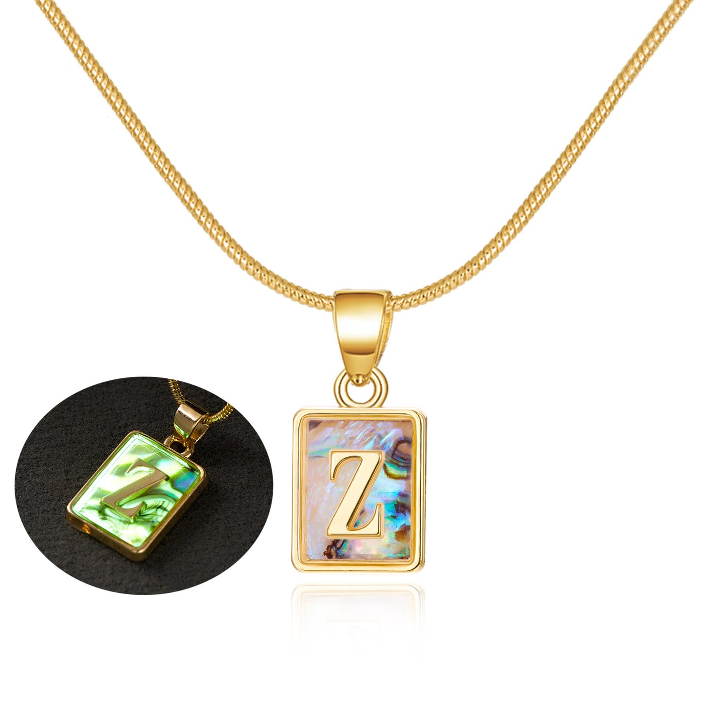 Personalized Luminous Pendant Necklace: 26 Letters, Colorful Shell Design Charm