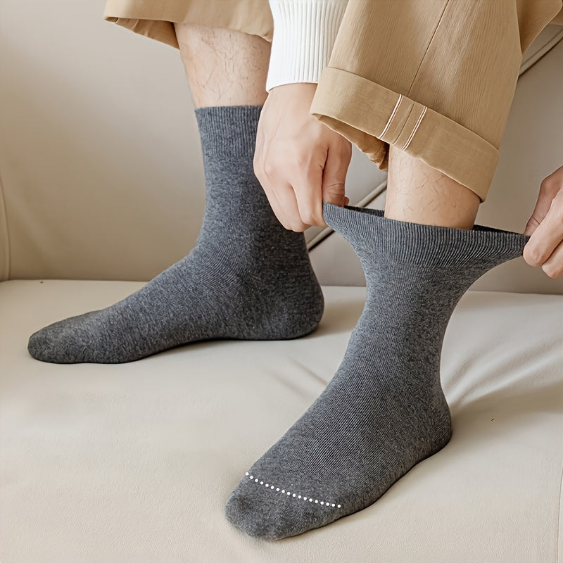 6 Pairs Mid-Calf Cotton Men's Socks: Perfect Fit for All Seasons