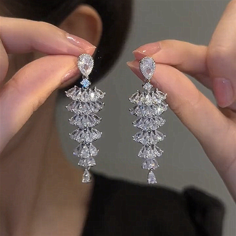 Enhance Holiday Glamour with Sparkling Zircon Christmas Tree Drop Earrings