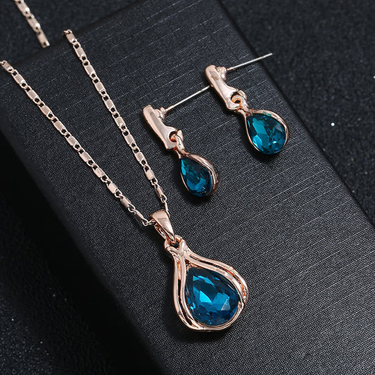 Elegant Alloy Water Drop Necklace Earring Set: Enhance Your Style Effortlessly