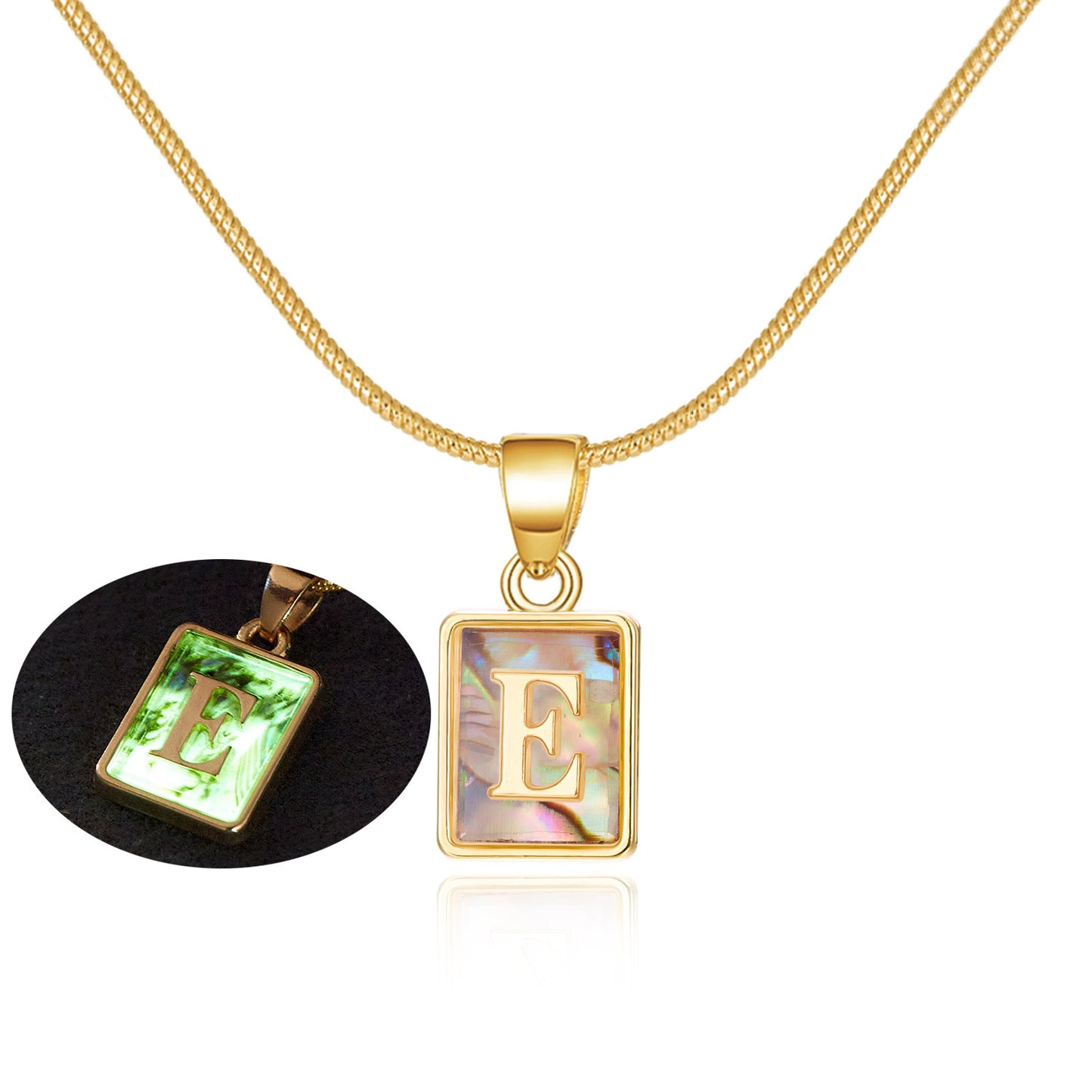 Personalized Luminous Pendant Necklace: 26 Letters, Colorful Shell Design Charm