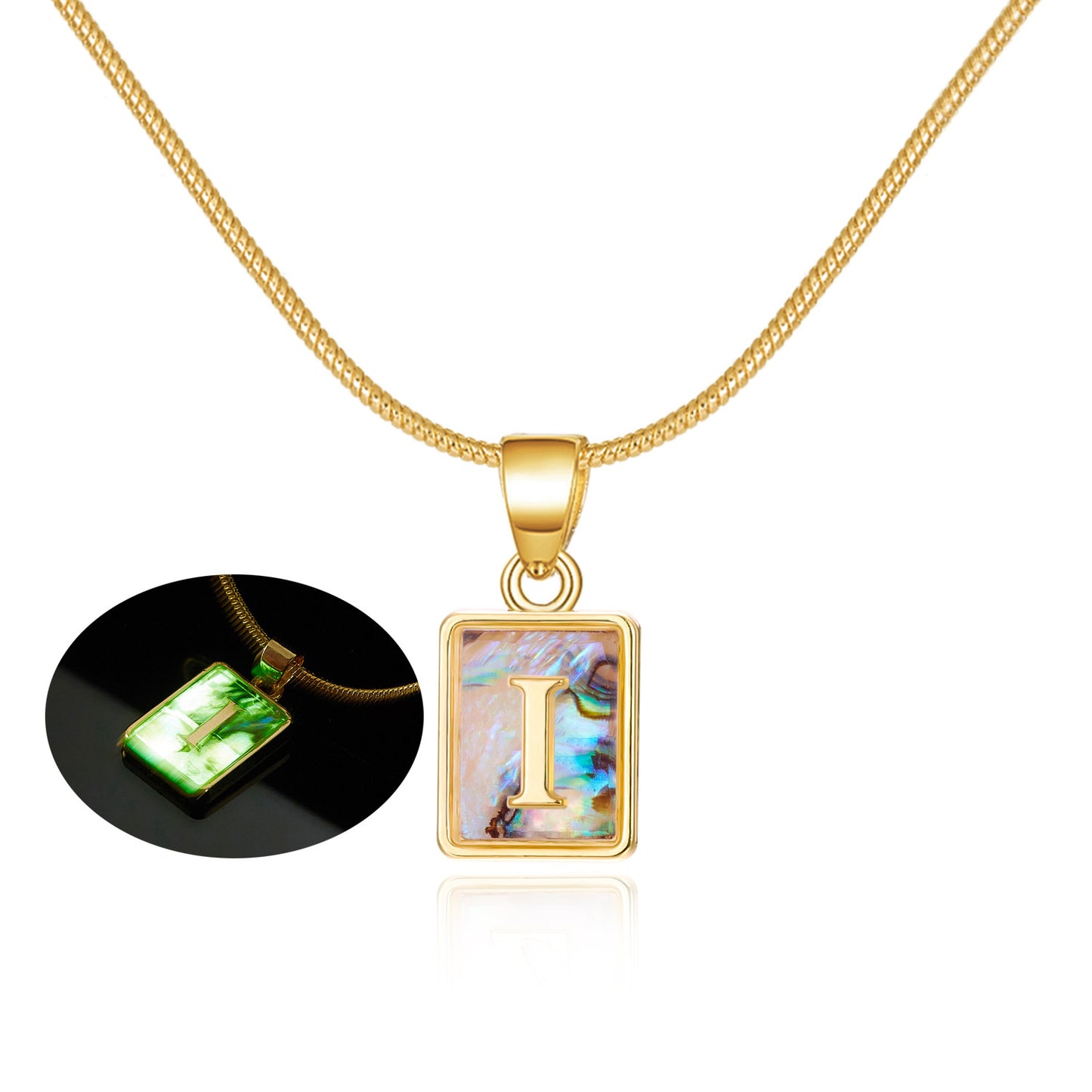 Personalized Luminous Pendant Necklace: 26 Letters, Colorful Shell Design Charm